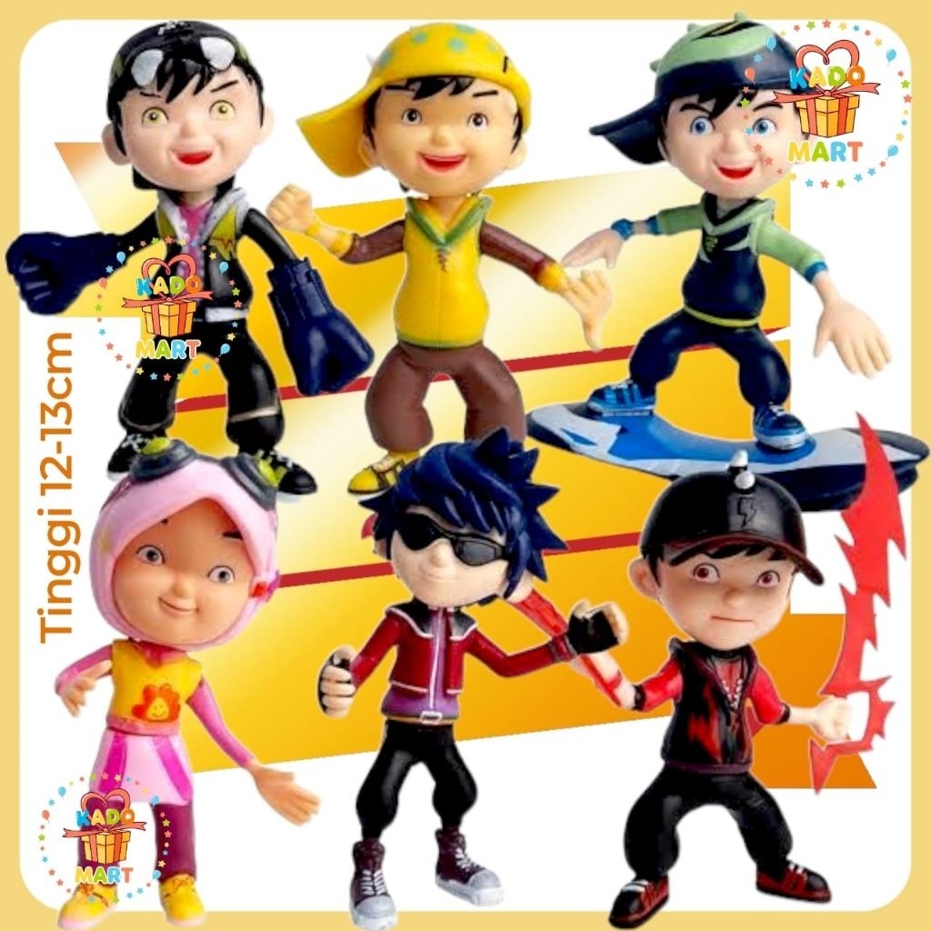mainan miniatur action figure Boboiboy hiasan kue topper cake boboiboy set 6 pcs