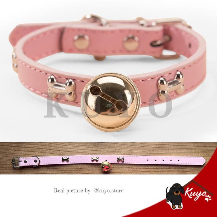 BEST Tali Kalung Lonceng Besar Leher Anjing Kucing Lebar Kulit - Pet Cat Dog Necklace Wide Leash Lea
