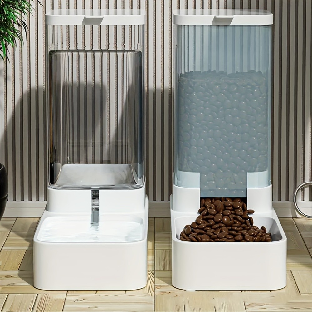 1/2 automatic dog feeder/water dispenser, plastic gravity dog food water dispenser set, portable for