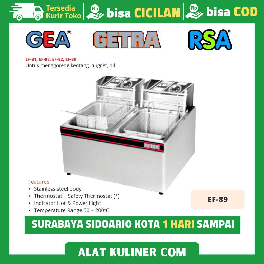 Deep Fryer Listrik Getra Ef-89 2 Tank Penggorengan Ayam Kentang