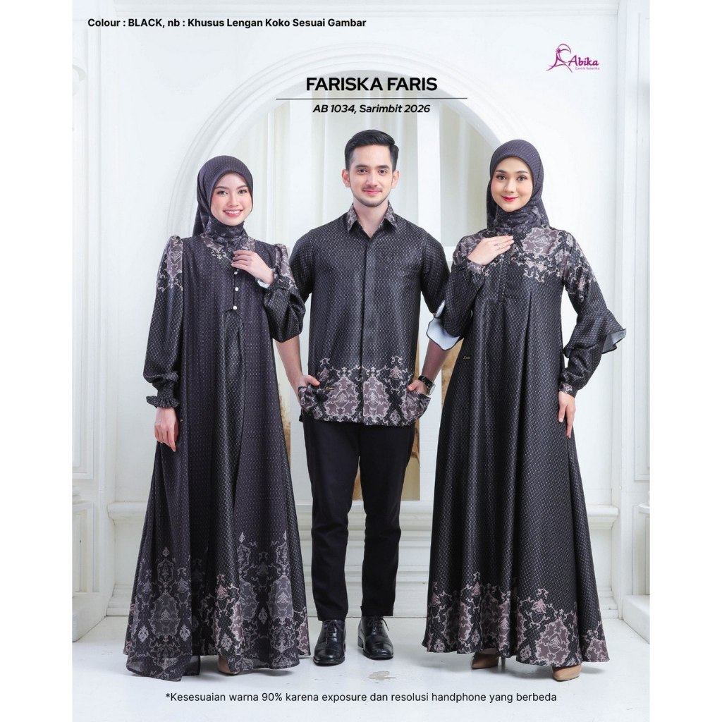COUPLE GAMIS DAN KOKO TERBARU ABIKA  / FARIS FARISKA BLACK / Fashion Muslim 2026