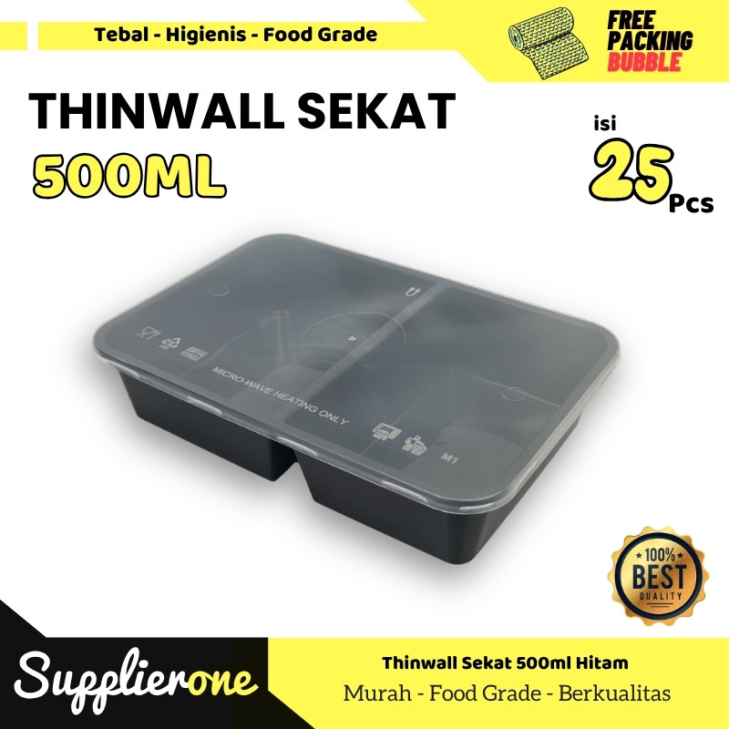 Thinwall Sekat 500ml / Thin Wall Sekat 500ml / Box Makanan / Wadah Makanan / Lunch Box Plastik /