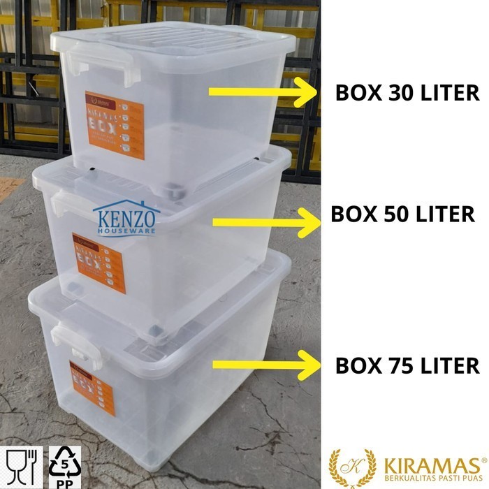 Container Box 50 Liter Transparan Bening KIRAMAS CB 50 Liter Storage Box Penyimpanan Serbaguna