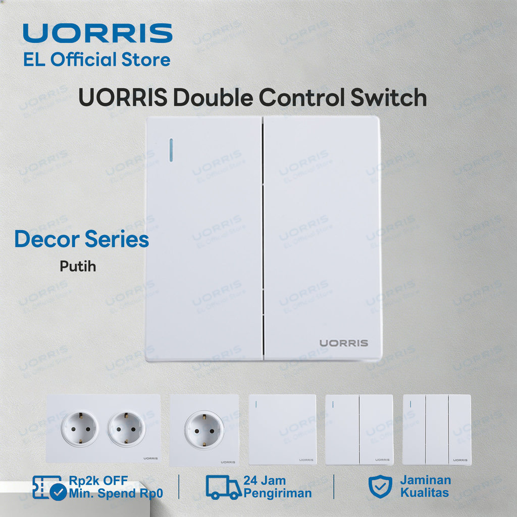 UORRIS Stop Kontak White / Stop Kontak 1 Gong 2 Way