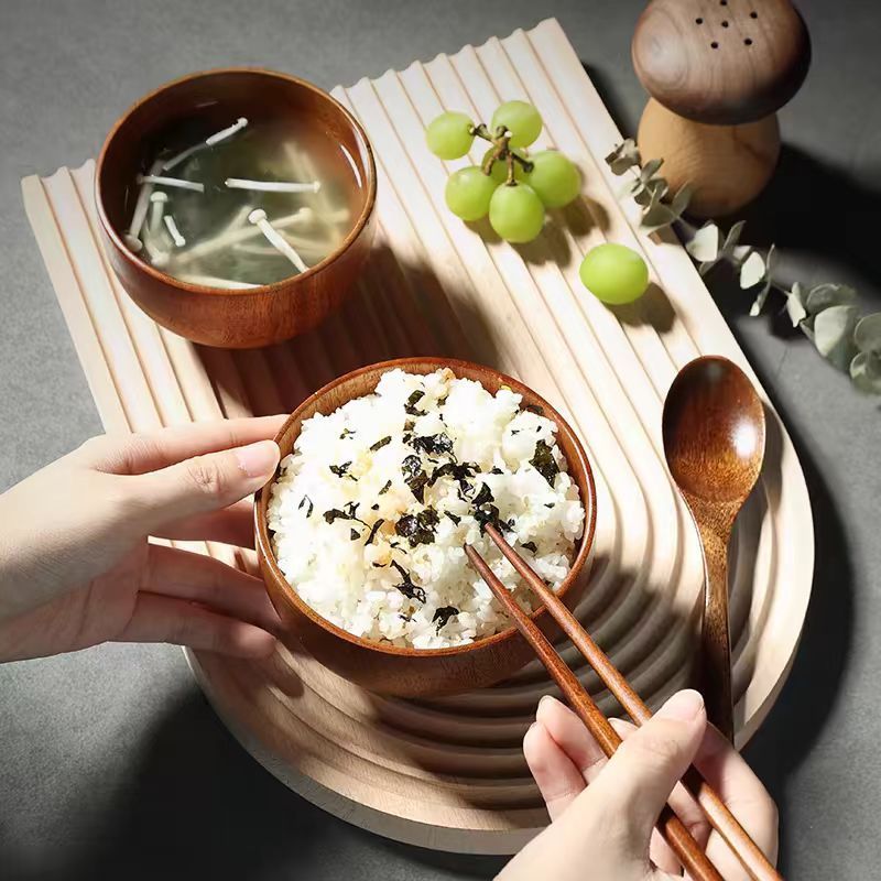 Japanese Wooden Bowls Jujube Wood ildren Baby Adults Small Soup Bowls Solid Wood Salad Bowls Retro H
