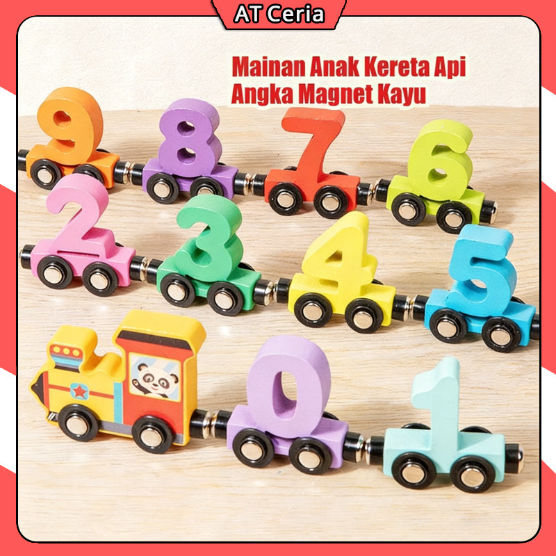Mainan Anak Kereta Api Angka Magnet Kayu / Mainan Edukasi Kereta Api Angka 0-10 Magnet / Mainan Angk