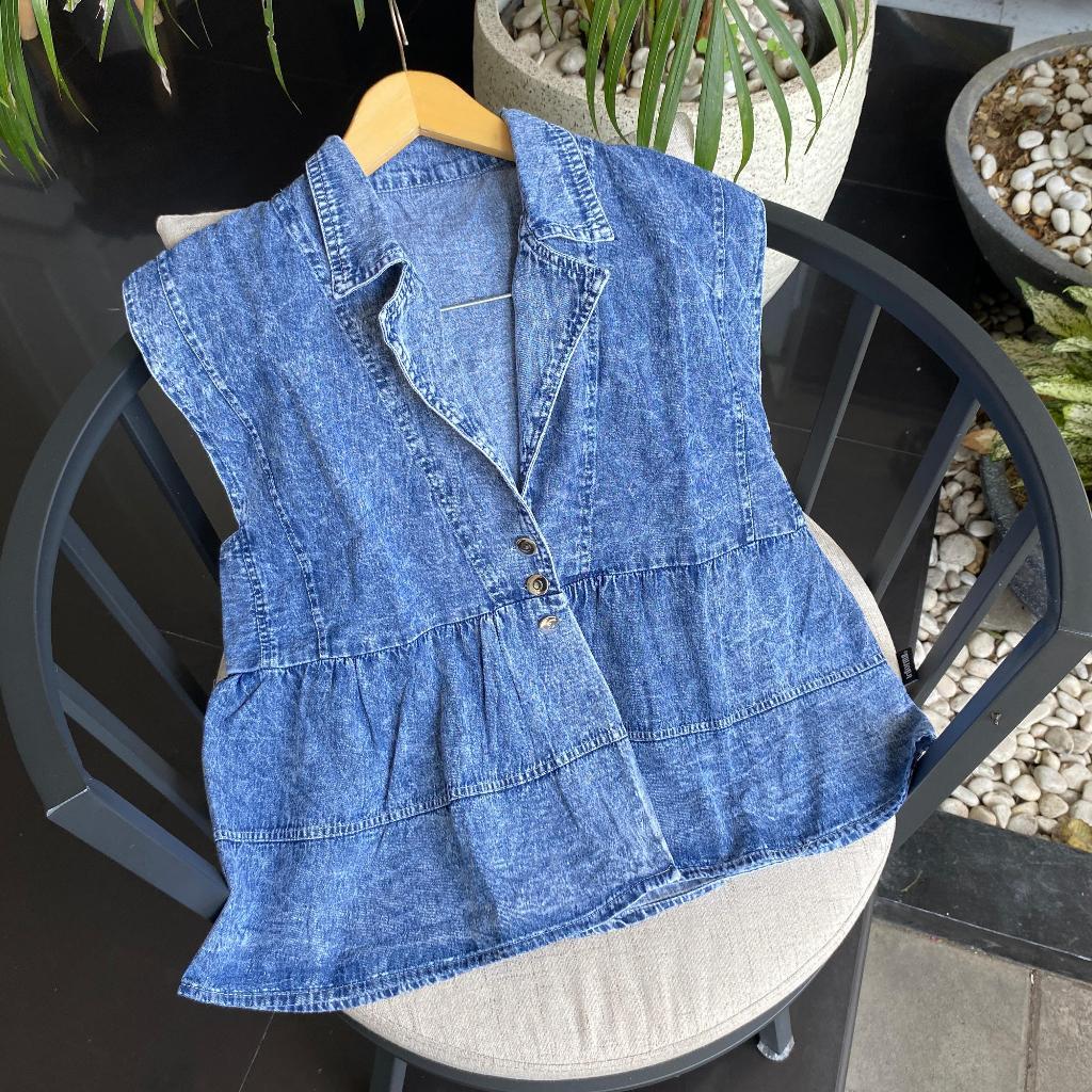 JACKET ROMPI OVERSIZE /  JAKET DIRA JEANS DENIM ROMPI WANITA / VEST JEANS WANITA VINTAGE KOREAN STYL