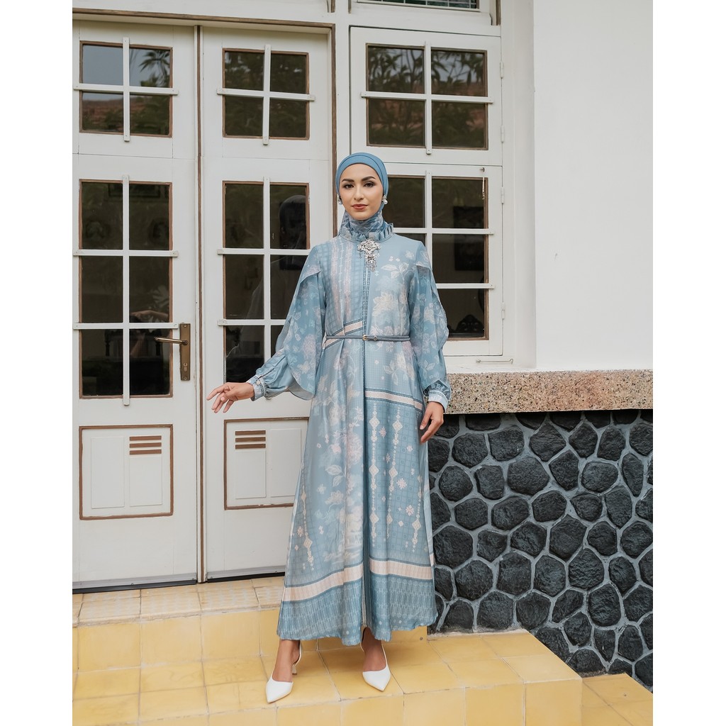 Kamima - Bale - Ramina Dress In Slate Grey - Dress Silk Busui Motif Premium