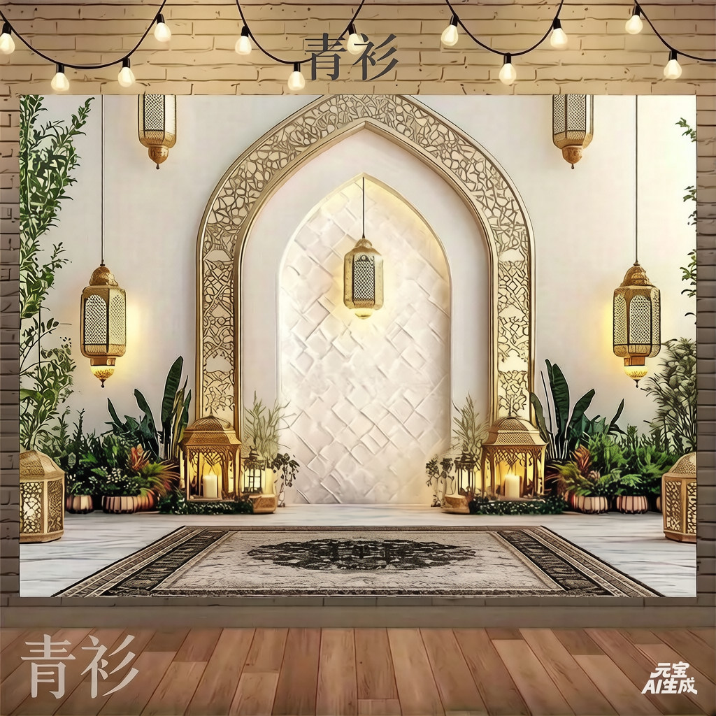 Hari Raya Decorations Banners Eid Mubarak Background Ramadan Backdrop Ramadhan Aidilfitri Polyester 