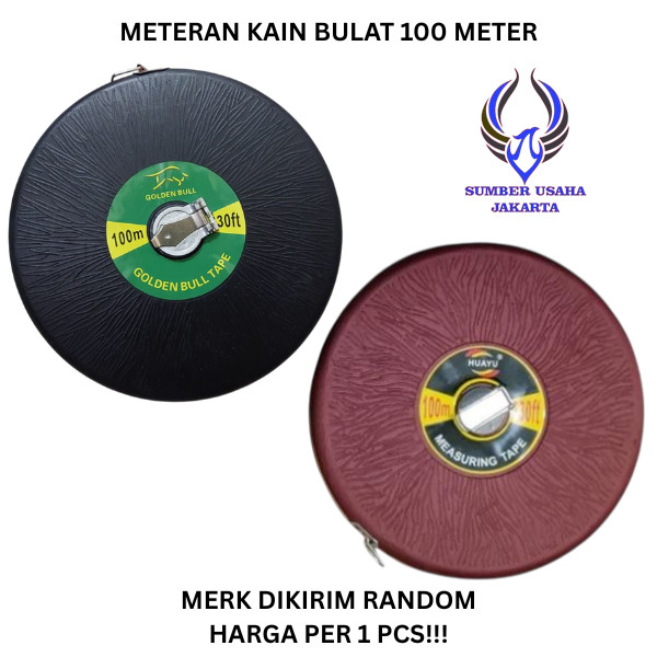 Meteran Tancap Gulung Alat Ukur Baju - Badan - Tanah Meteran Kain Bulat Rol 30 50 100 Meter Bull Rus