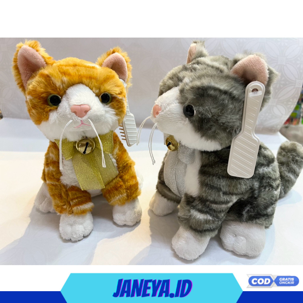 Boneka cat kucing 8' boneka kucing lucu duduk seperti asli bulu tidak rontok super gemes boneka cat 