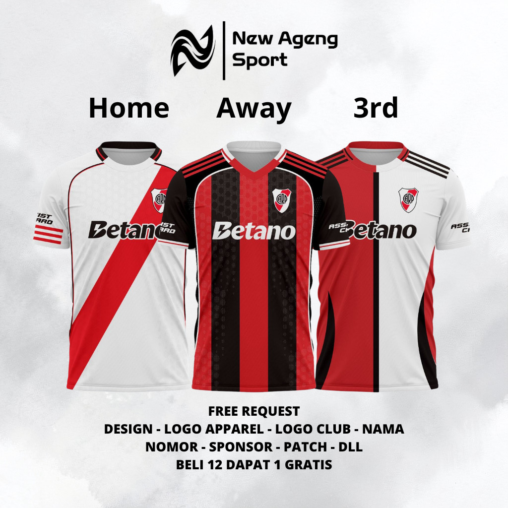 Jersey NasRiver Plate Home Away 3rd 2025 2026 Jersey Futsal Custom Jersey Bola CUstom New Ageng Spor