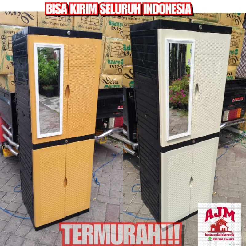 PROMO  lemari plastik kaca + kunci mini/ lemari plastik kaca / lemari DIVA MINI SUPER / lemari pakai