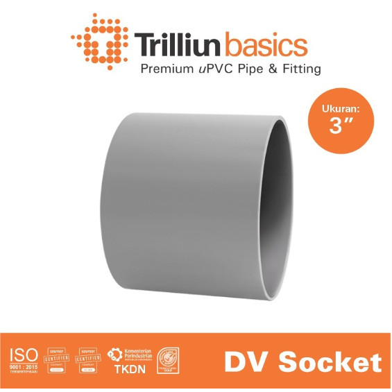 SOCKET SOK PIPA PVC 3''INCH SAMBUNGAN PIPA TRILLIUN DV
