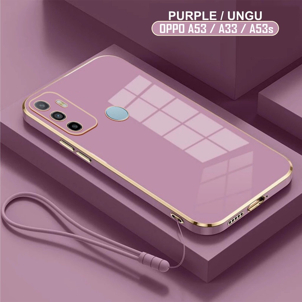 Softcase Oppo A53 A53s A33 4G 2020 Case Luxury Plating Free Tali Lanyard