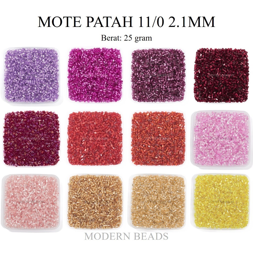 [25 GRAM] Manik-Manik Patah / Payet Mote Manik Patah 11/0 2.1mm Semi Jepang Warna Pink Merah Maroon 