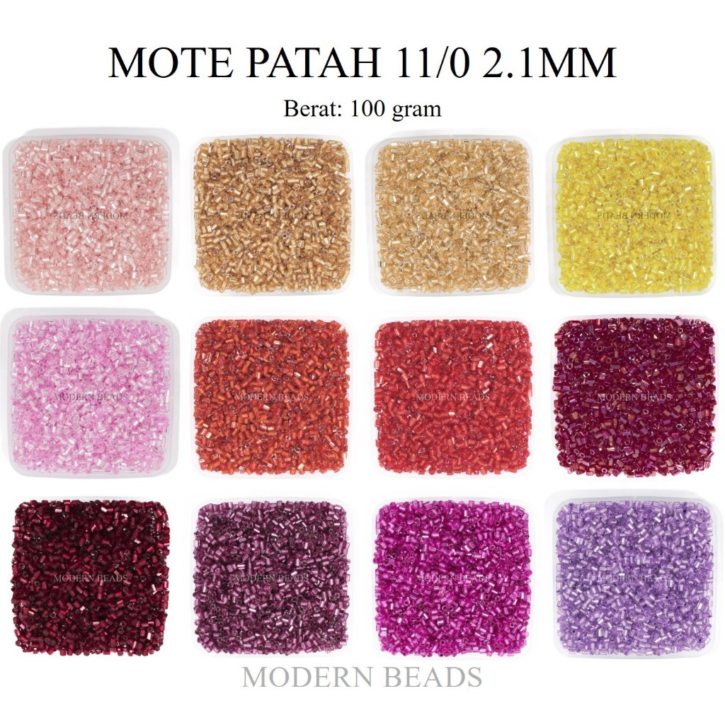 [100 GRAM] Mote Manik Patah / Payet Patah SemiJepang 11/0 2.1mm Monte Patah Warna Merah Maroon Magen