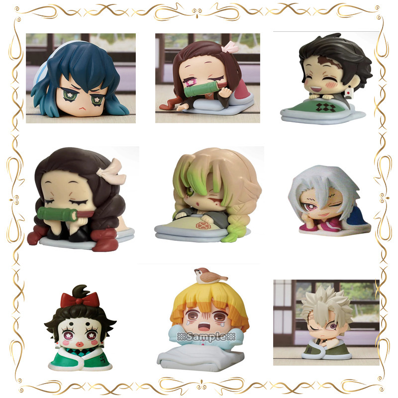 Demon Slayer Shinazugawa Sanemi Kanroji Mitsuri Sleep Modeling Gashapon Anime Figures Desktop Orname