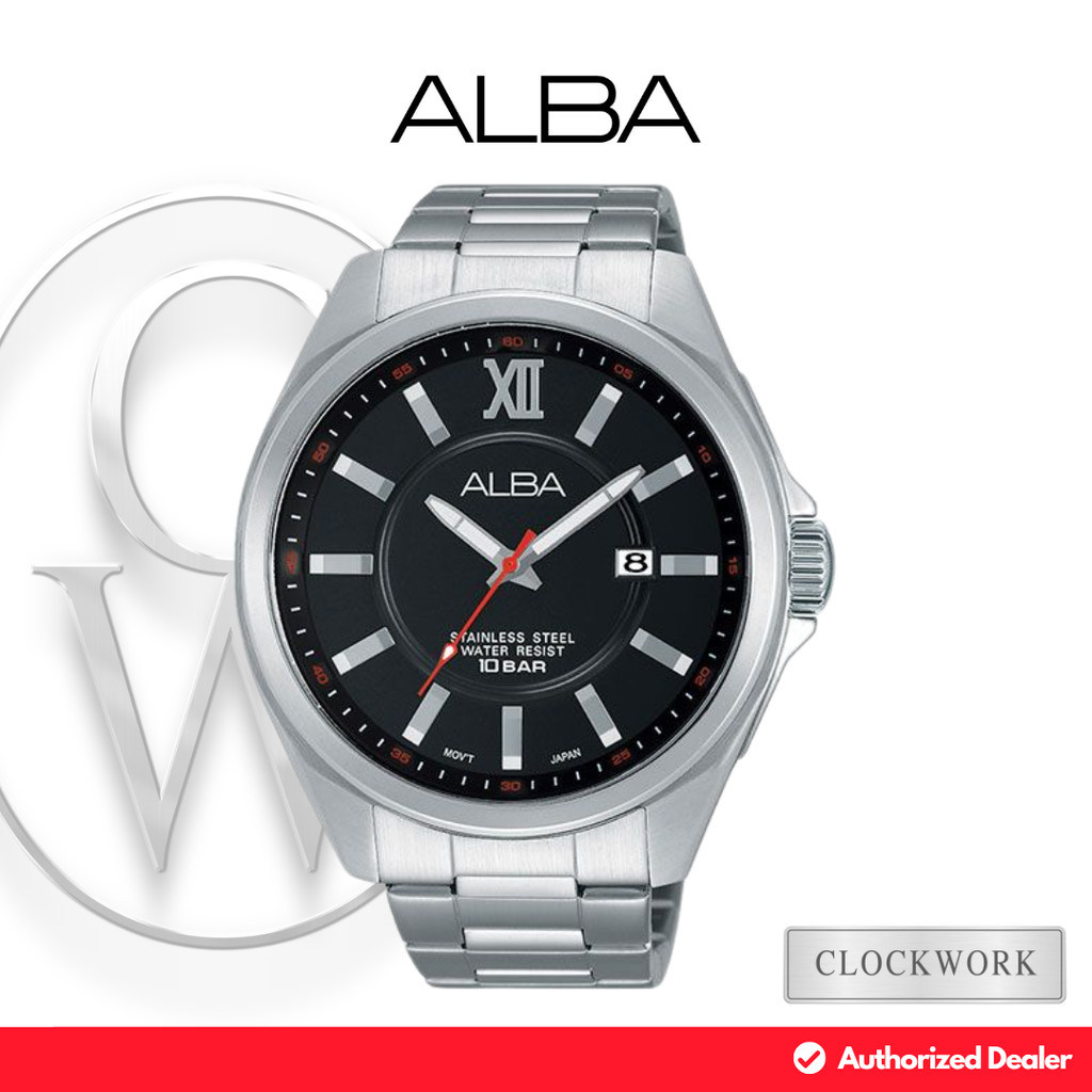 Jam Tangan Pria Alba AS9993X1 Rantai Classic Formal Silver Dial Hitam