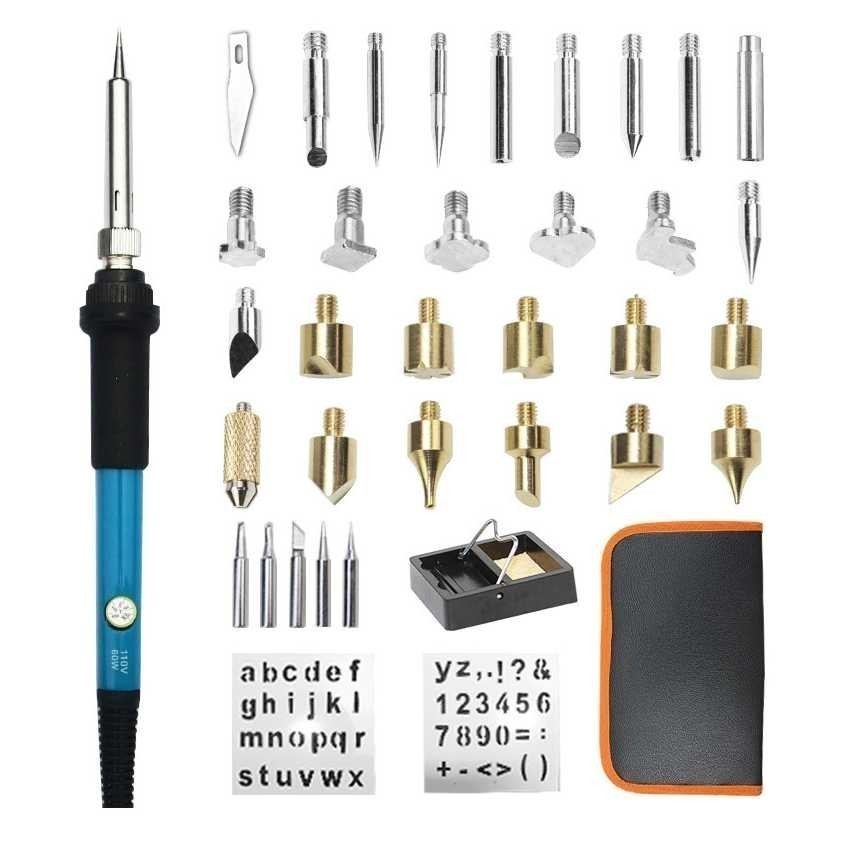 Solder Alat Lukis Bakar Wood Burning Pen Pyrography 37 Set | Alat Lukis Solder Pena Pembakar Kayu Py