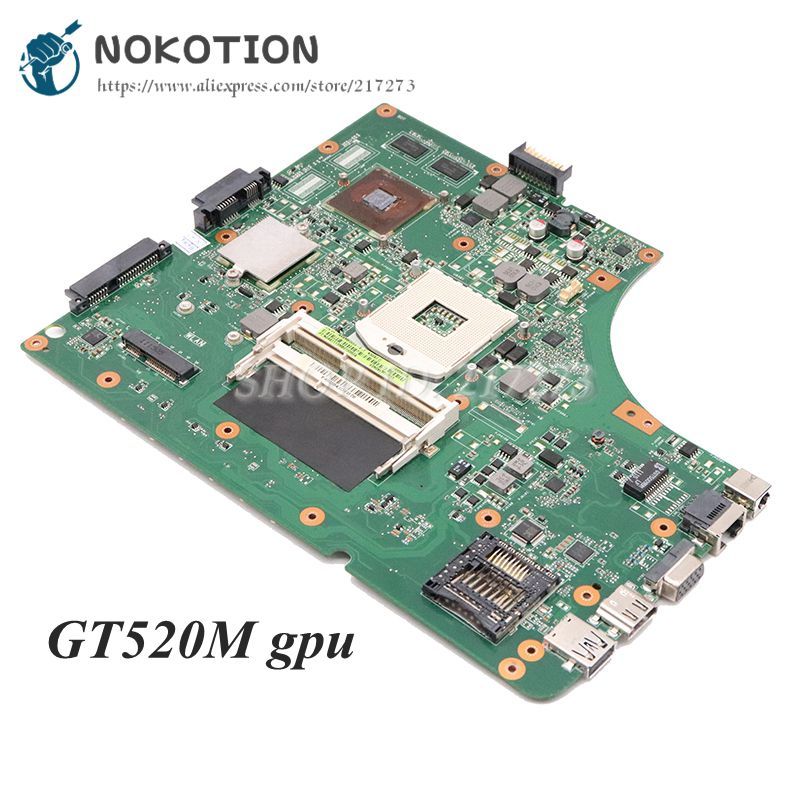 NOKOTION Laptop Motherboard For Asus K53S X53S A53S K53SV REV 2.3 PC Main Board HM65 DDR3 GT520M gra