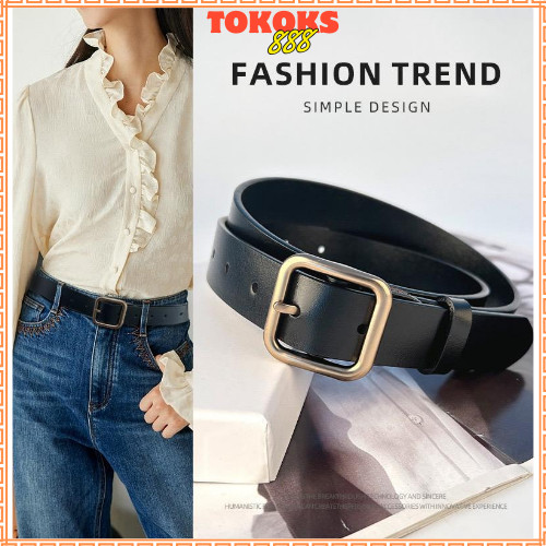 KS Ikat Pinggang Gaya Retro Vintage Bahan PU Kulit Leather Gesper Wanita Belt Trendy Woman Aksesoris