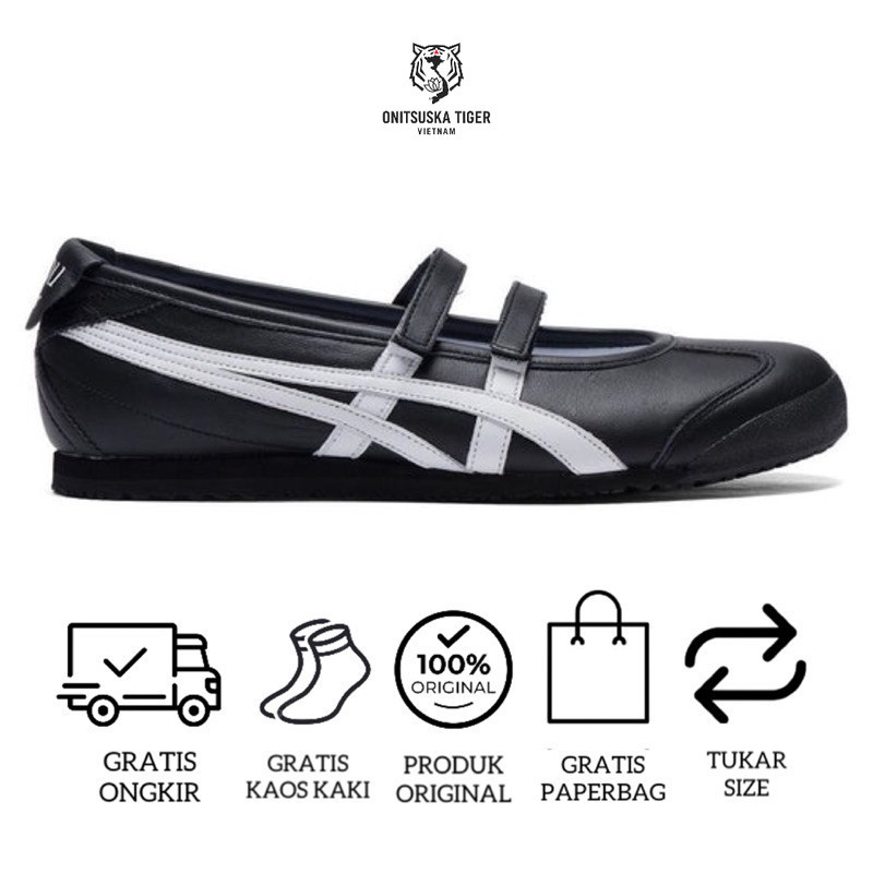 Sepatu Ballerina Onitsuka Patou Black White Free Paperbag