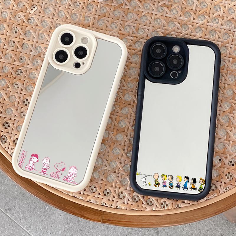 Casing OPPO Case Reno6 Reno7 4G Z 5G Lite Reno8 T Slikon Shockproof Karikatur Snoopy Softcas Cermin 