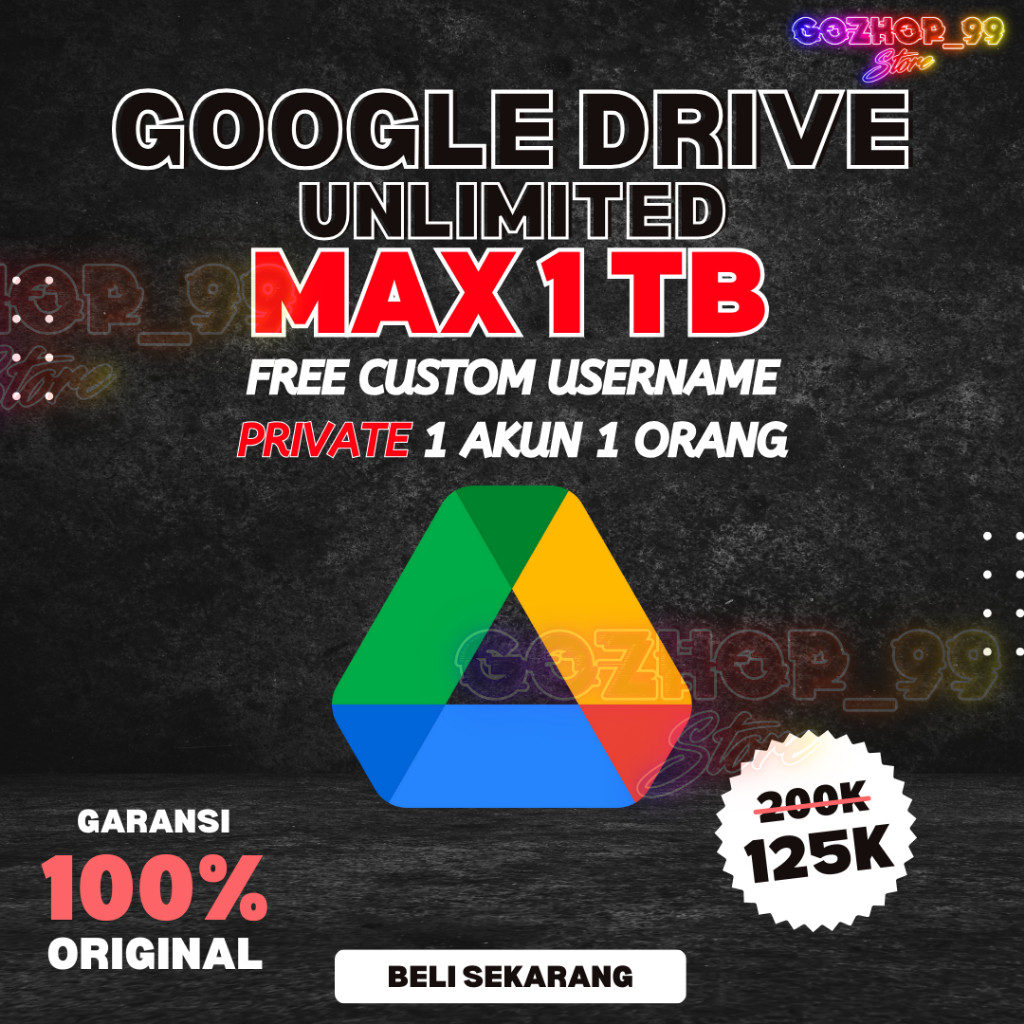 Google Drive Unlimited Max 1TB PRIVATE Kapasitas Lifetime Bergaransi