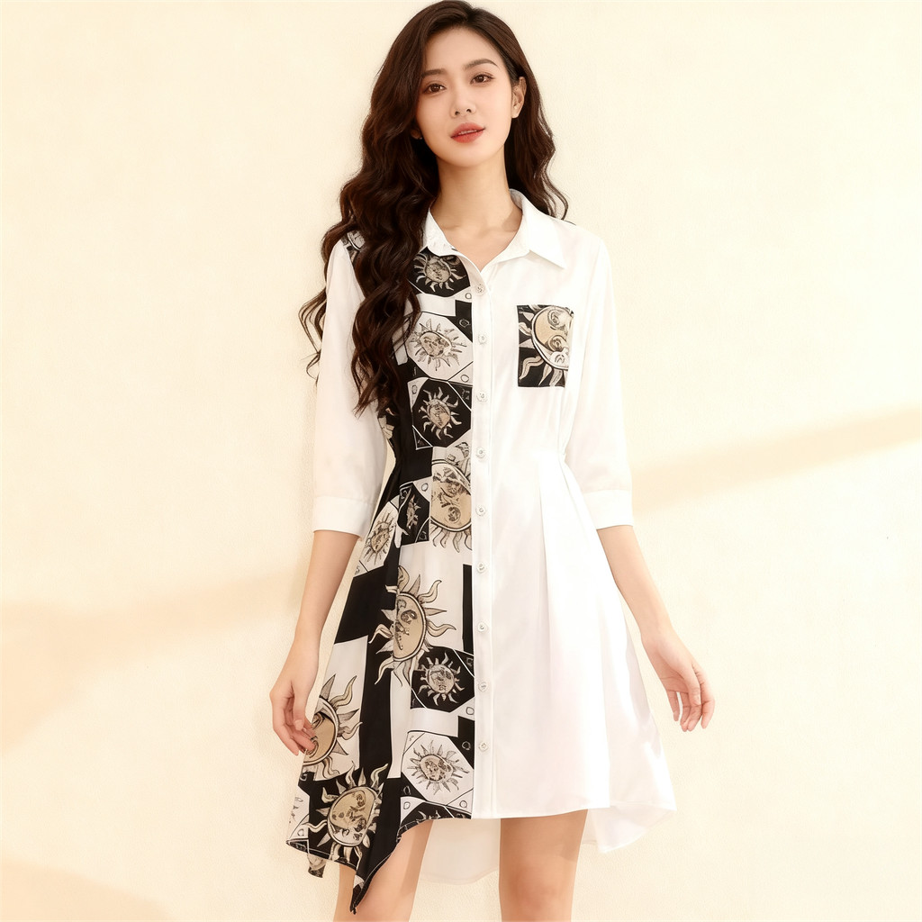 summer baju dress putih panjang wanita kekinian korean style polos blouse tunik kondangan wanita len