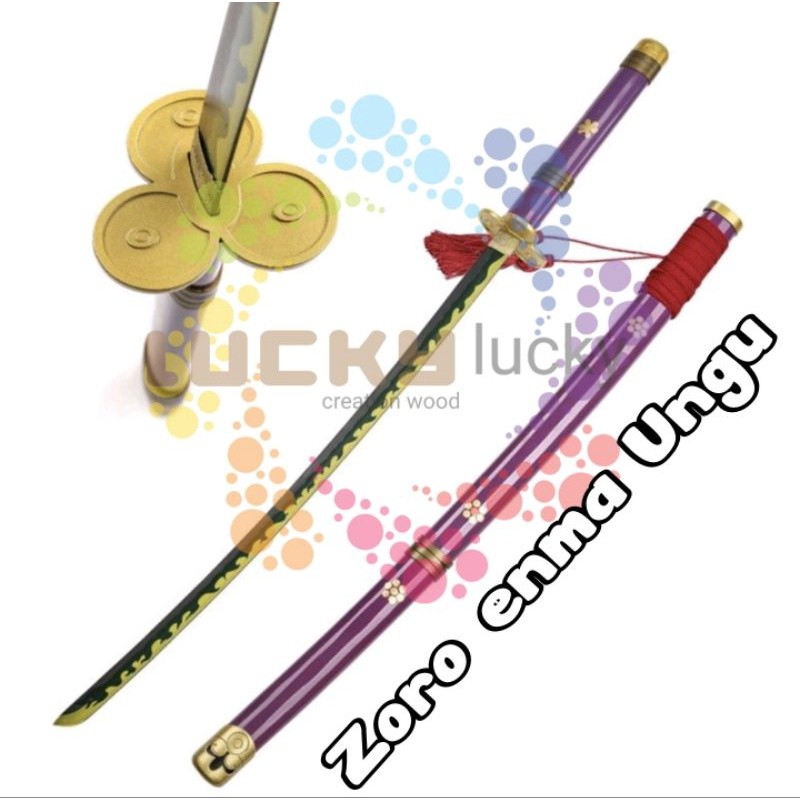 Mainan pedang kayu cosplay anime enma ungu