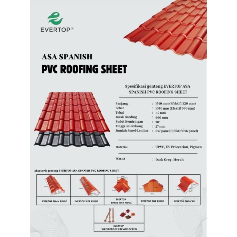 DIMSTORE atap genteng PVC. tebal 1.6mm atap roofing sheet UPVC. garansi 10 tahun
