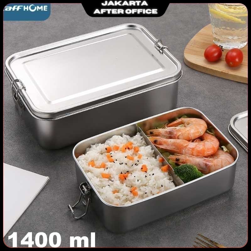 TaffHOME Kotak Makan Lunch Box Stainless Steel 2 Grid 1400ml - UP-14