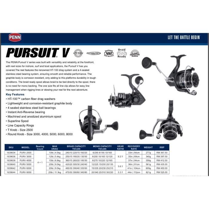 REEL PANCING PENN PURSUIT V 2500 3000 4000 5000 6000 8000 | REEL SPINNING | REEL LAUT | REEL MURAH