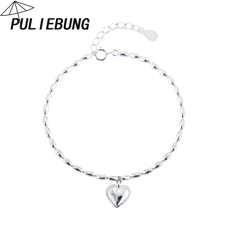 Gelang Hati Halus Berbentuk Butir Beras Serbaguna Mewah Ringan Perak 925