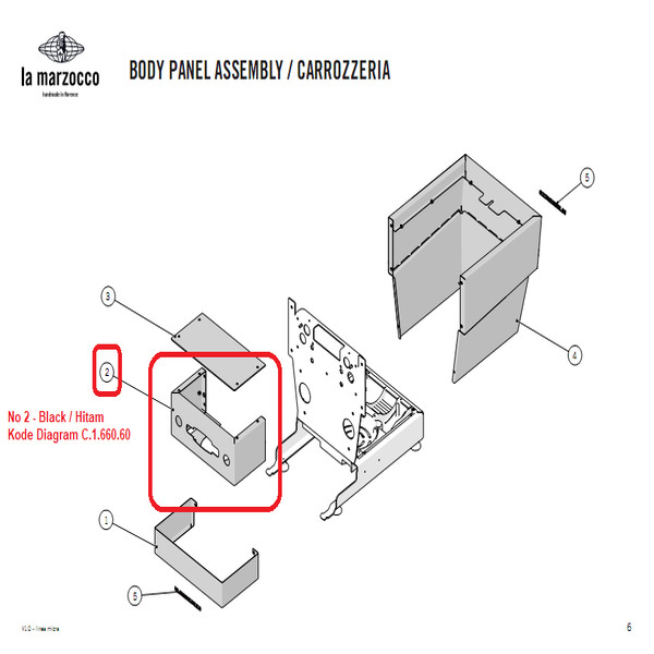 Original La Marzocco Micra Panel Depan / Front – Black / Hitam