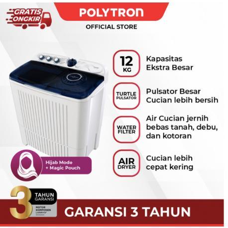 POLYTRON Mesin Cuci 2 Tabung PWM 1203X 12KG/ PWM-1203X/PWM 1203X/POLYTRON MESIN CUCI/MESIN CUCI 12KG