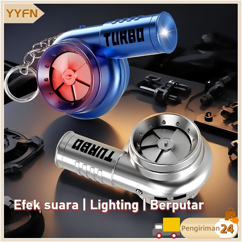 Gantungan Kunci Turbo Simulasi Mobil - Lampu LED Berputar + Suara Realistis, Untuk Tas & Kunci Mobil