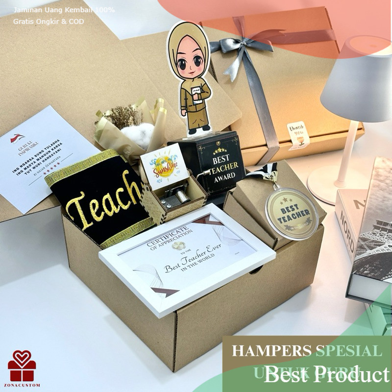 Kado Hampers Guru - Hampers Spesial Hari Guru - Medali Guru - Sertifikat Untuk Guru - Hadiah Perpisa