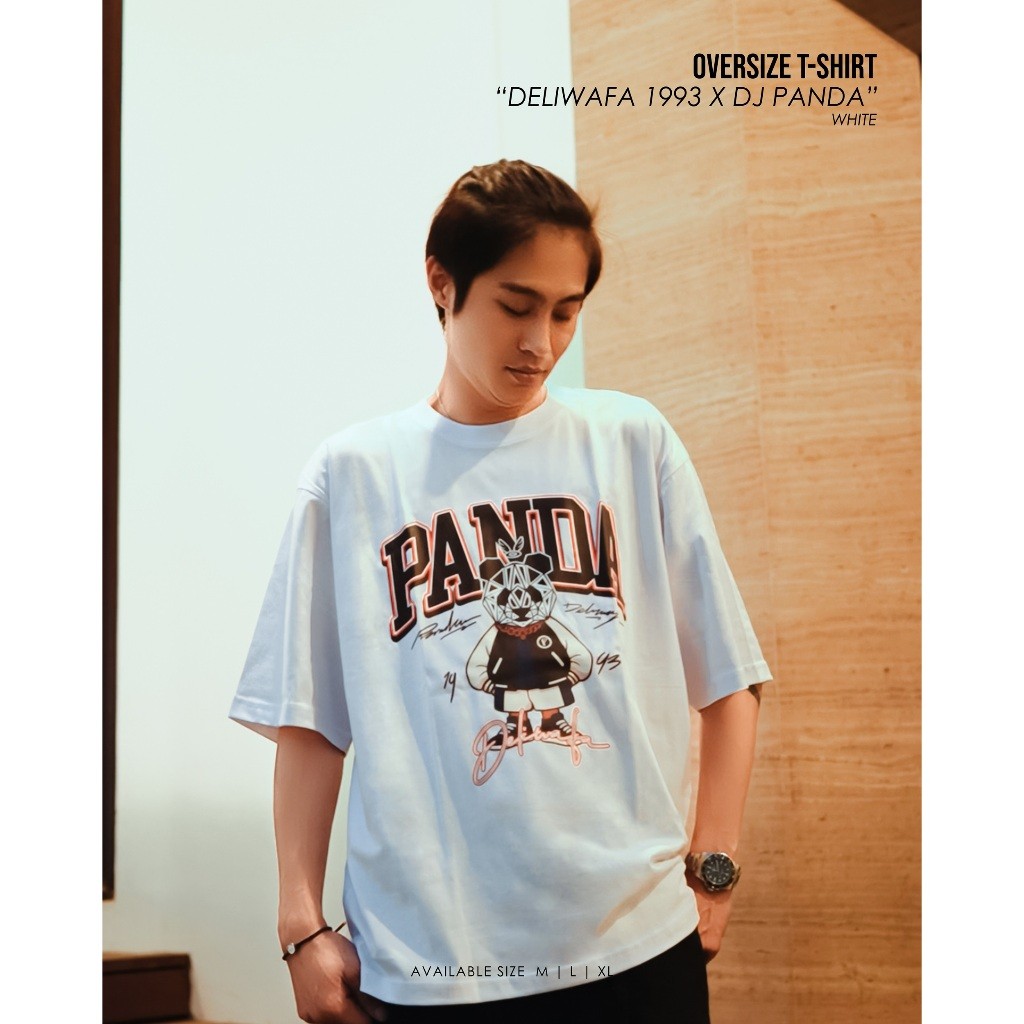 DJ Panda X Deliwafa - Deliwafa 1993 | T-Shirt Oversize | Kaos Stripe | Baju Pria Wanita | Kaos Unise