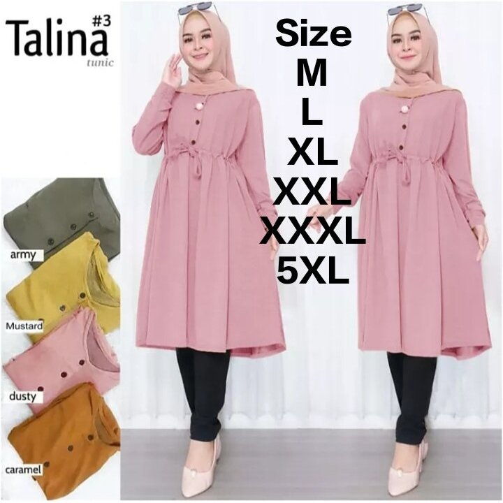 Talina Tunik katun rayon twill Tunik wanita Terlaris Tunik umpak Tunik Lebaran Terbaru Soraya Tunik 
