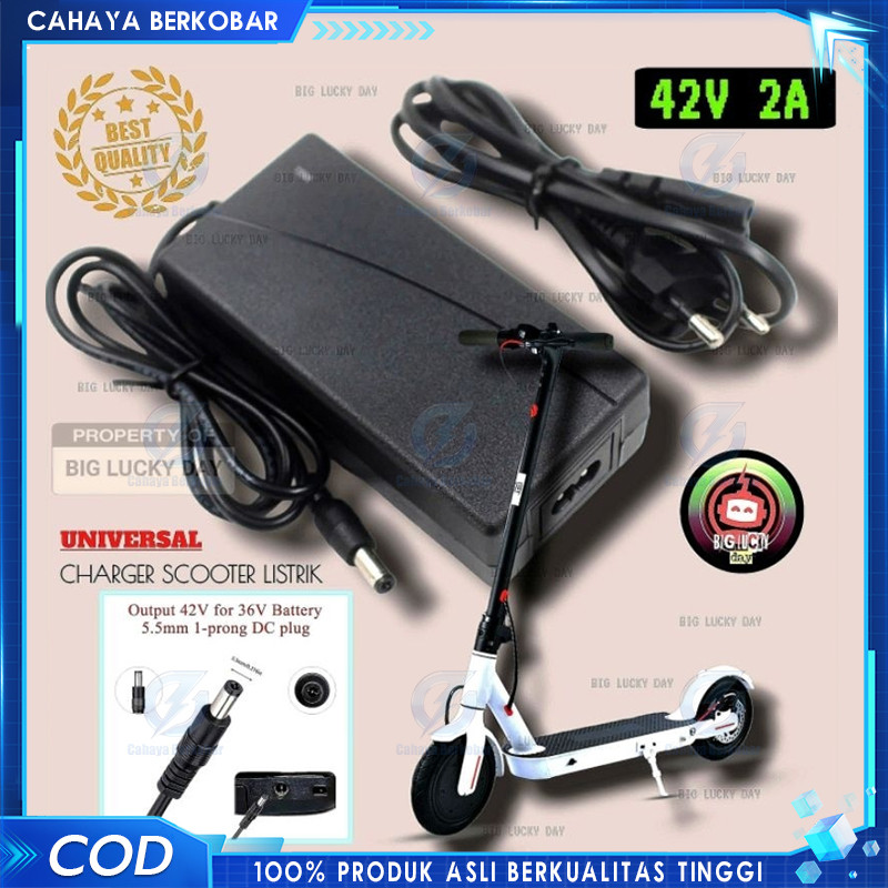 Charger 36v lithium output 42v 2A scooter listrik exotic inokim light fiido dyu himo cas batre 18650