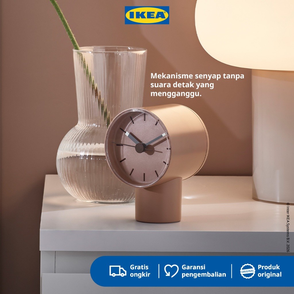 READY IKEA BONDTOLVAN Jam Beker Meja Analog Merah Muda / Jam Weker / Jam Alarm