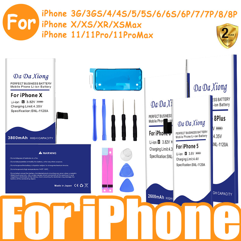 DaDaXiong Real High Capacity Battery For iPhone 3G 3GS 5S SE 6 6S 7 8 Plus X Xr Xs Max SE1 SE2 6plus
