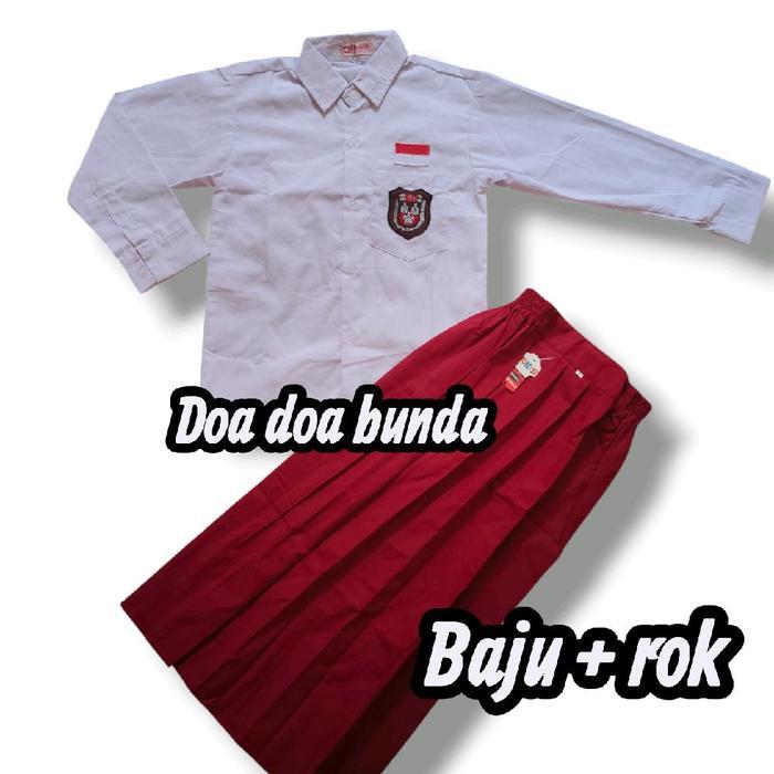 Promo Murah Seragam Sekolah SD Merah Putih Anak Perempuan Baju Putih SD panjang & Rok Merah panjang 