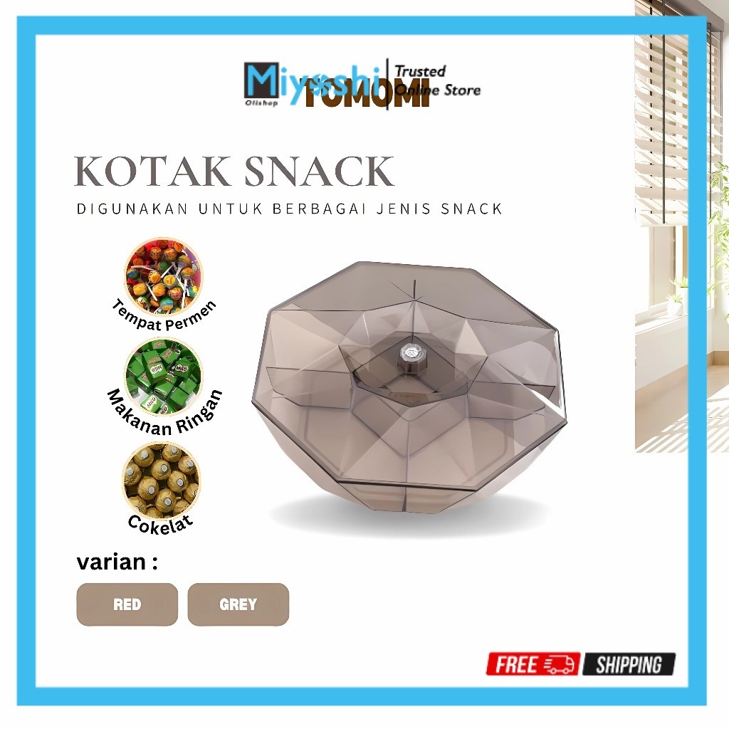Kotak Snack Tomomi 5 Sekat – Wadah Saji Kue Kering & Candy Box Meja Tamu