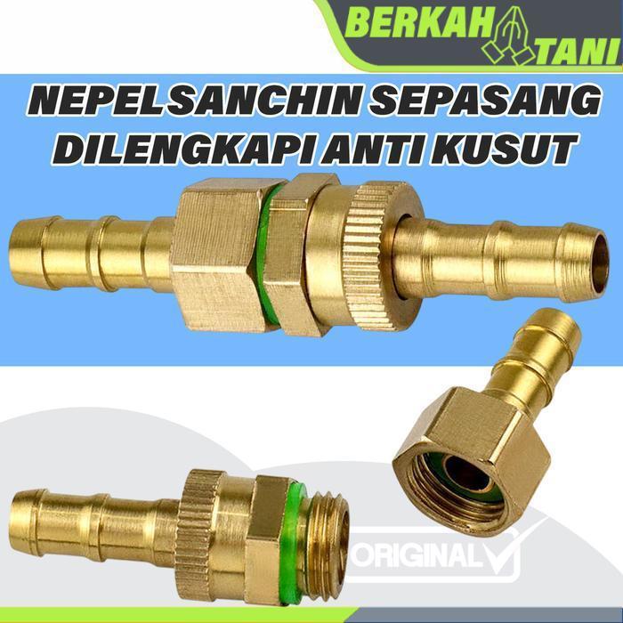Nepel Sanchin Male Female Sepasang dilengkapi Swivel anti kusut ke selang 8.3mm Full Kuningan