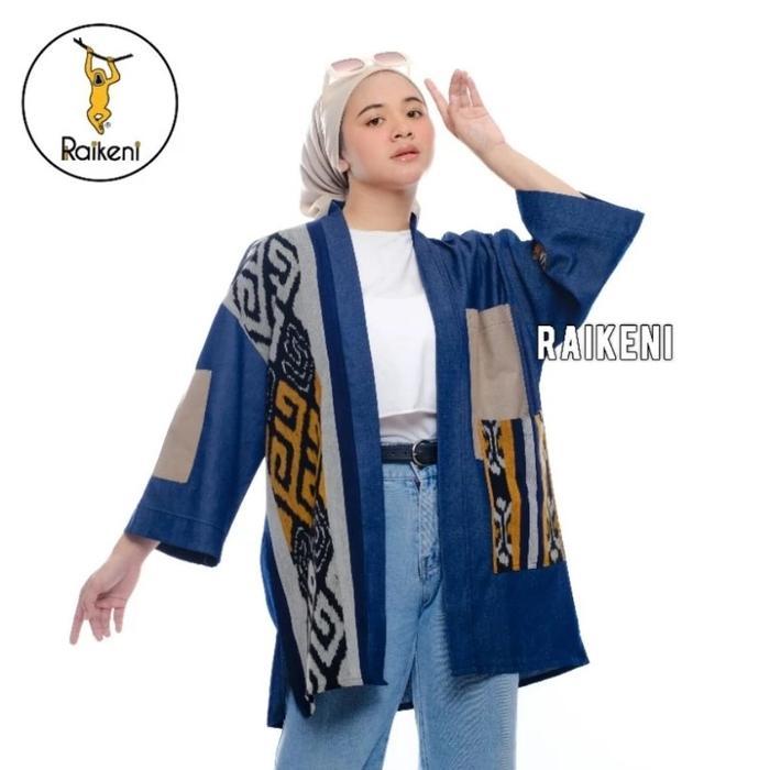 Promo Murah RAIKENI Kimono Jiinzu | Outer Jepang Jeans | Kimono Jeans Tenun Batik Unisex | Outer Kim