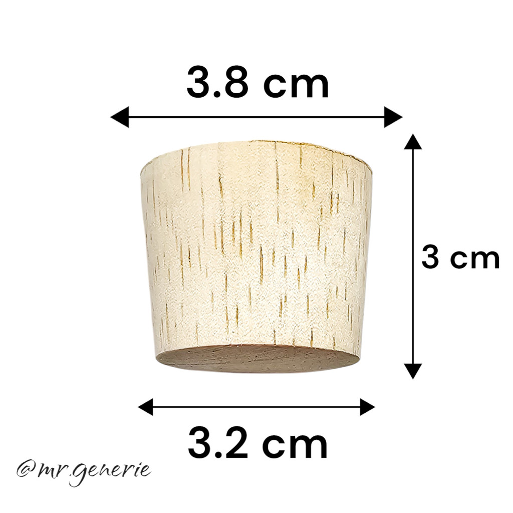 Mr.Generie Wood Cap 38x32x30 mm / tutup botol kayu Alba / murni kayu coklat muda / botol kaca wine /