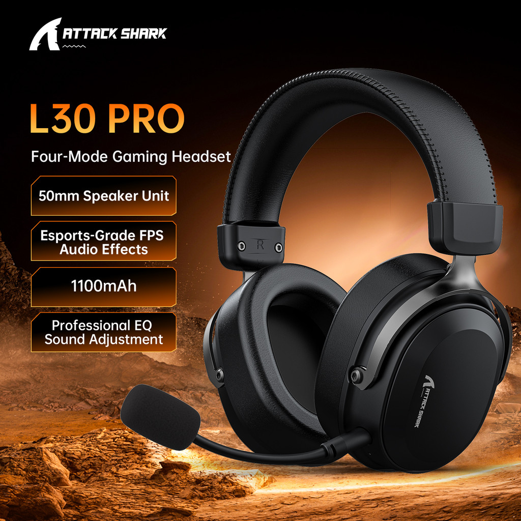 Attack Shark L30PRO 4 Mode Game Headset 2.4G Wireless BT USB 3.5mm Virtual 7.1 Surround 50mm Driver 
